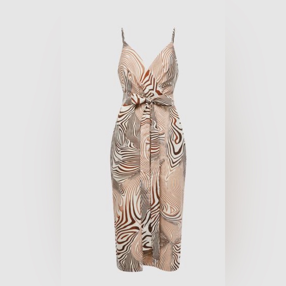 REISS ROSIE FITTED ANIMAL PRINT MIDI DRESS. 2094